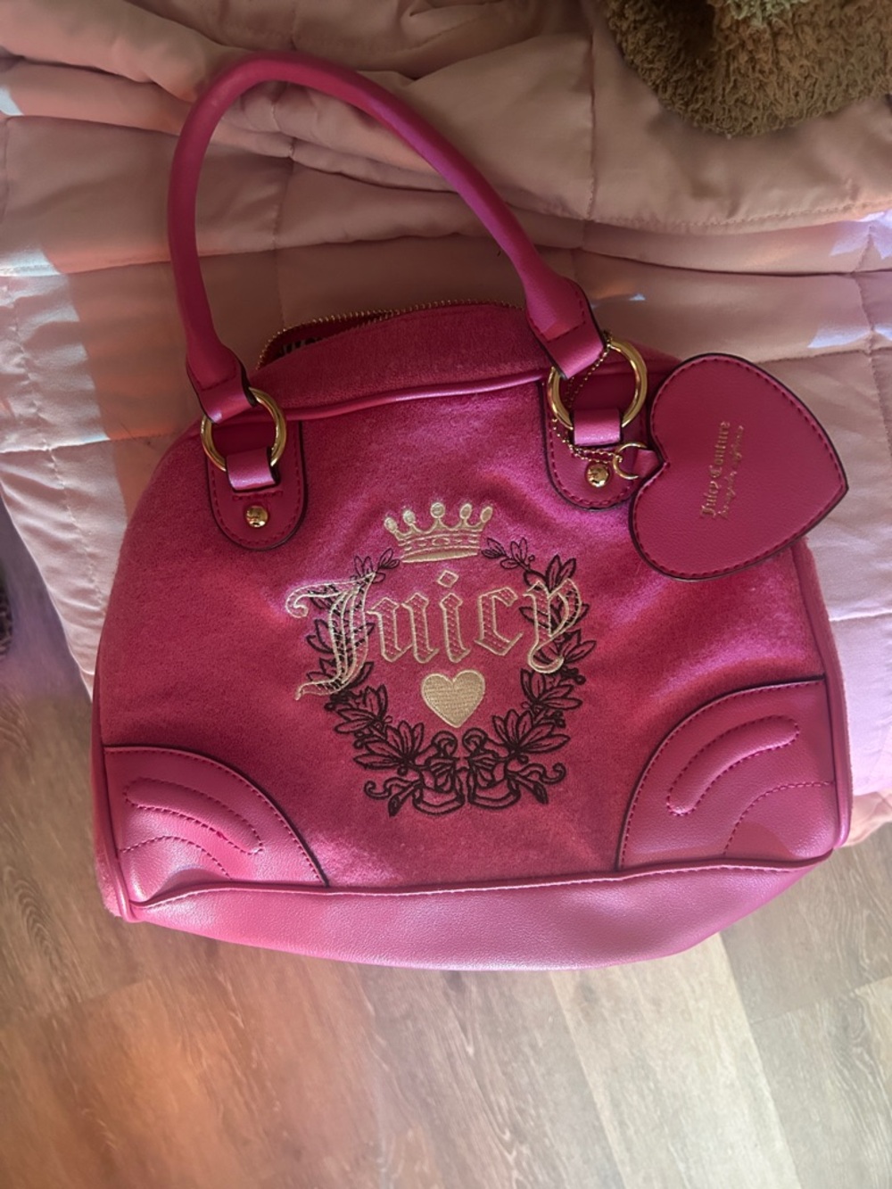 Juicy Couture Hot Pink Satchel with Heart Tag
